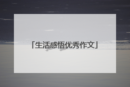生活感悟优秀作文