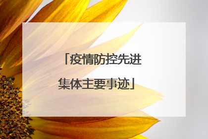 疫情防控先进集体主要事迹