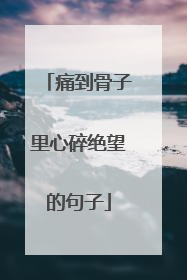 痛到骨子里心碎绝望的句子