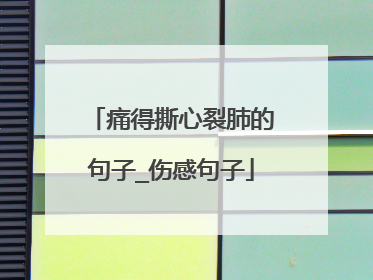 痛得撕心裂肺的句子_伤感句子