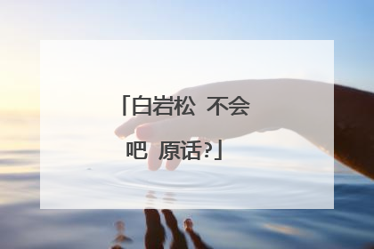 白岩松 不会吧 原话?