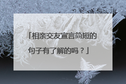 相亲交友宣言简短的句子有了解的吗?