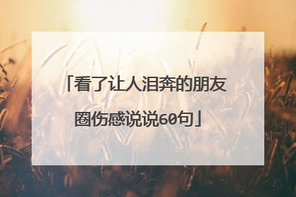 看了让人泪奔的朋友圈伤感说说60句