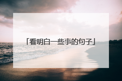 看明白一些事的句子