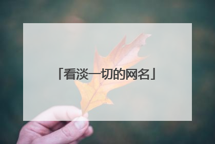 看淡一切的网名