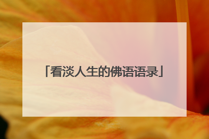 看淡人生的佛语语录