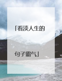 看淡人生的句子霸气