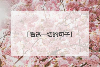 看透一切的句子