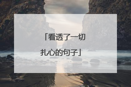 看透了一切扎心的句子