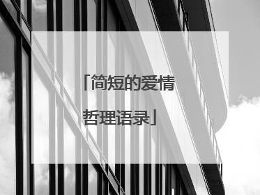 简短的爱情哲理语录