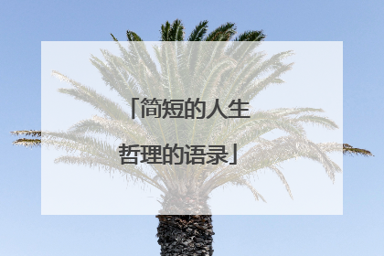 简短的人生哲理的语录