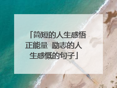 简短的人生感悟正能量 励志的人生感慨的句子