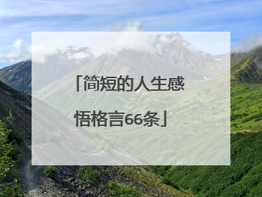简短的人生感悟格言66条
