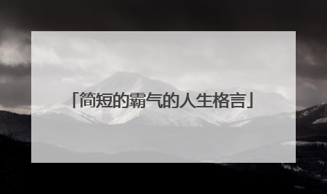 简短的霸气的人生格言