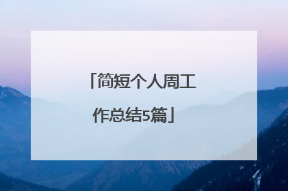 简短个人周工作总结5篇