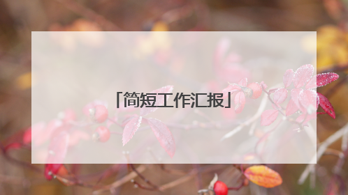 简短工作汇报