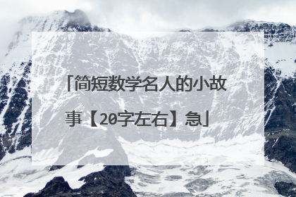 简短数学名人的小故事【20字左右】急