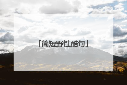 简短野性酷句