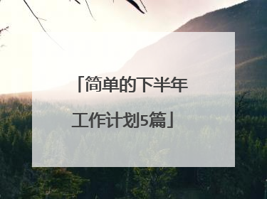 简单的下半年工作计划5篇