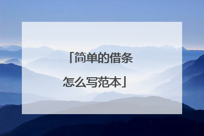 简单的借条怎么写范本