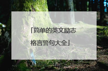 简单的英文励志格言警句大全