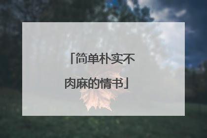 简单朴实不肉麻的情书