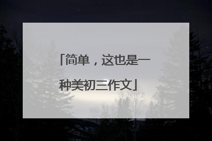简单，这也是一种美初三作文