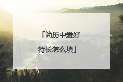 简历中爱好特长怎么填