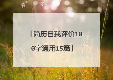 简历自我评价100字通用15篇