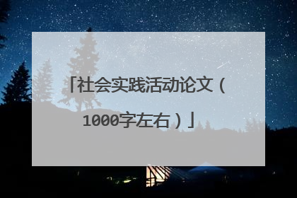 社会实践活动论文（1000字左右）