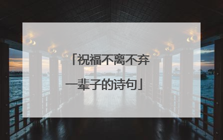 祝福不离不弃一辈子的诗句