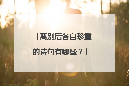 离别后各自珍重的诗句有哪些？
