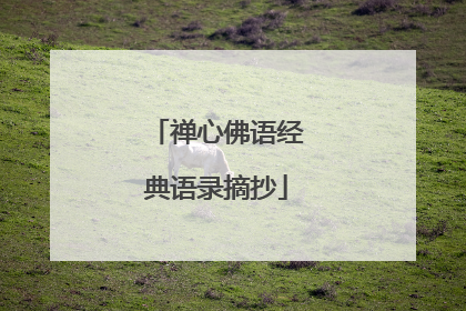 禅心佛语经典语录摘抄