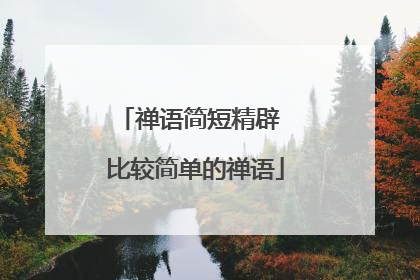 禅语简短精辟 比较简单的禅语