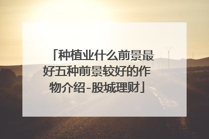 种植业什么前景最好五种前景较好的作物介绍-股城理财