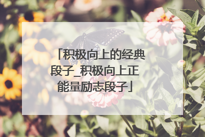 积极向上的经典段子_积极向上正能量励志段子