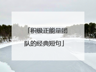 积极正能量团队的经典短句