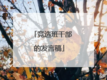 竞选班干部的发言稿