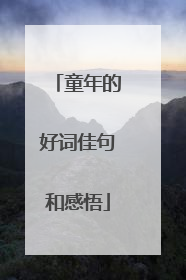 童年的好词佳句和感悟