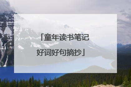 童年读书笔记好词好句摘抄