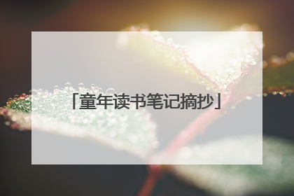 童年读书笔记摘抄
