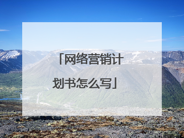 网络营销计划书怎么写