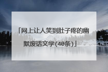 网上让人笑到肚子疼的幽默废话文学(40条)
