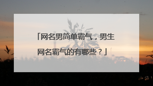 网名男简单霸气,男生网名霸气的有哪些?