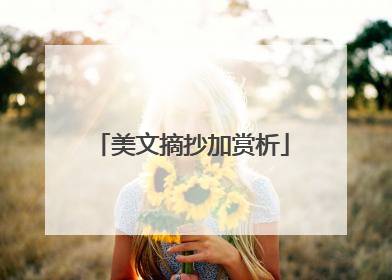 美文摘抄加赏析