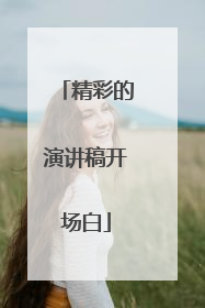 精彩的演讲稿开场白