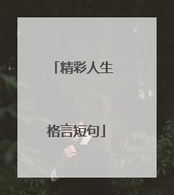 精彩人生格言短句
