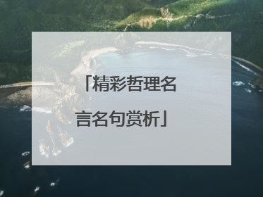 精彩哲理名言名句赏析