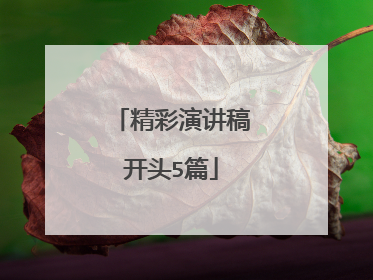 精彩演讲稿开头5篇