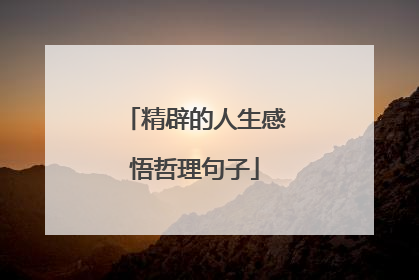 精辟的人生感悟哲理句子